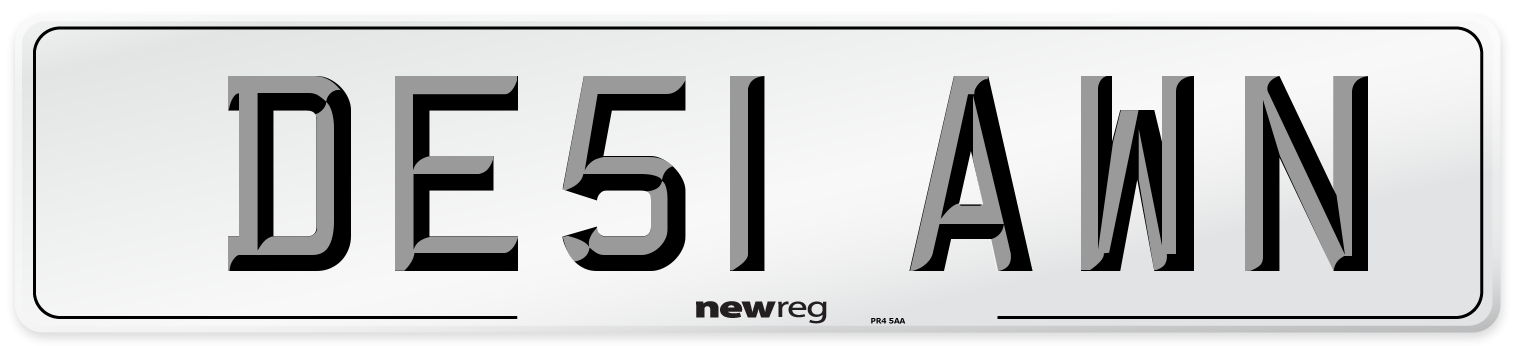 DE51 AWN Number Plate from New Reg